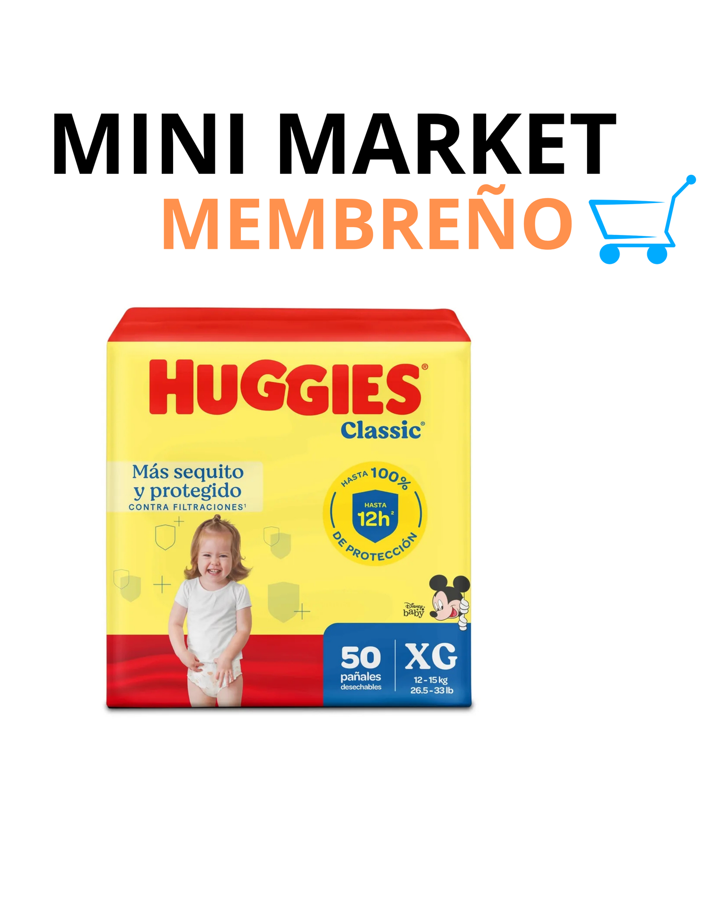 Pampers Huggies clásico XG 50 unidades