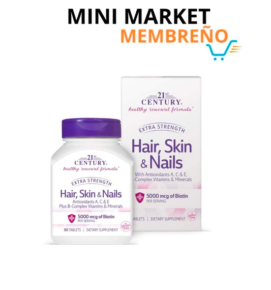 Hair, Skin & Nails 5,000mcg de biotin 90 tabletas